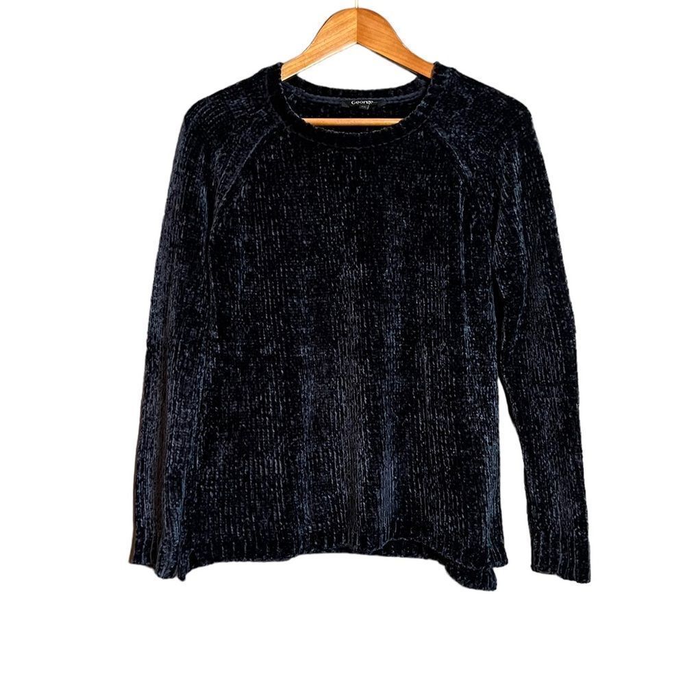 George Navy chenille crew neck sweater. Size small